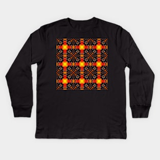 Orange and Black Aesthetic Pattern 17 Kids Long Sleeve T-Shirt